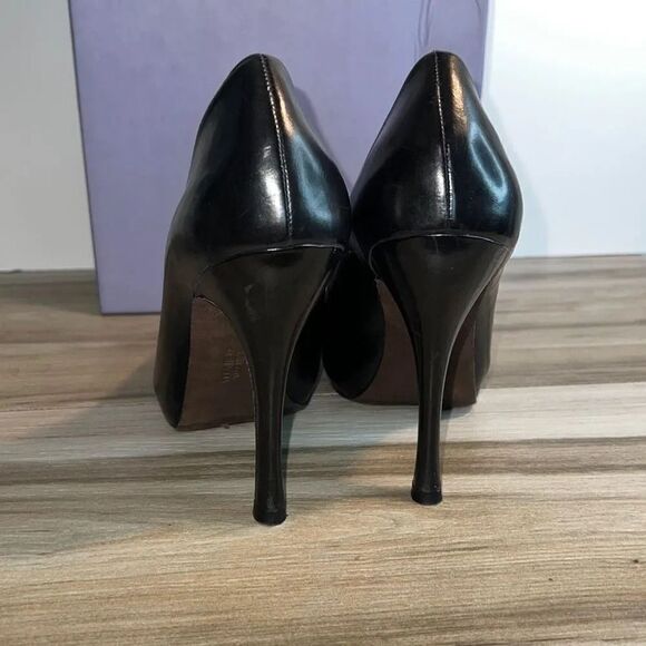 Ladies Vera Wang Raquel Hidden Platform Pumps Black Size 6 Leather Heels Shoes - Picture 4 of 10
